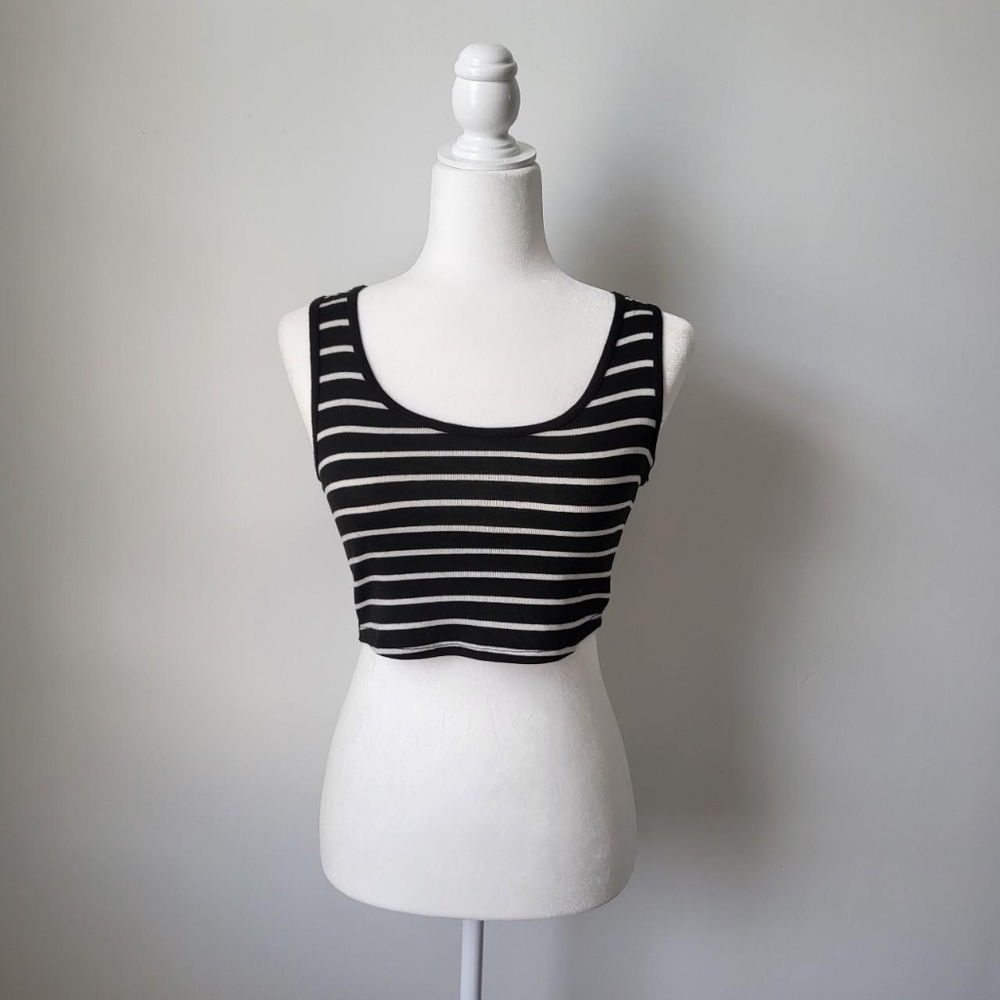 Black and white striped crop top